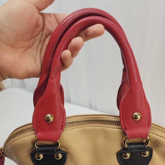 Emma Fox Carry All Fold Over Leather Shoulder Top Handle Boho Hobo Bag Tan - Picture 8 of 13